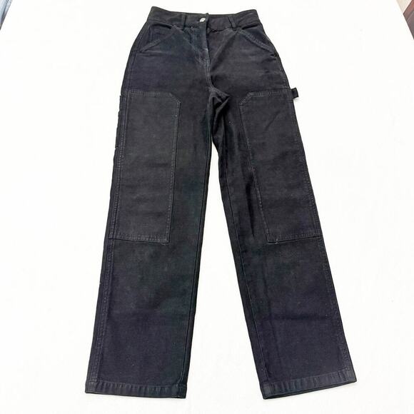 Wilfred Free Black Straight Leg Carpenter Utility Pant Style Denim Jeans SIze 00 - Picture 2 of 9